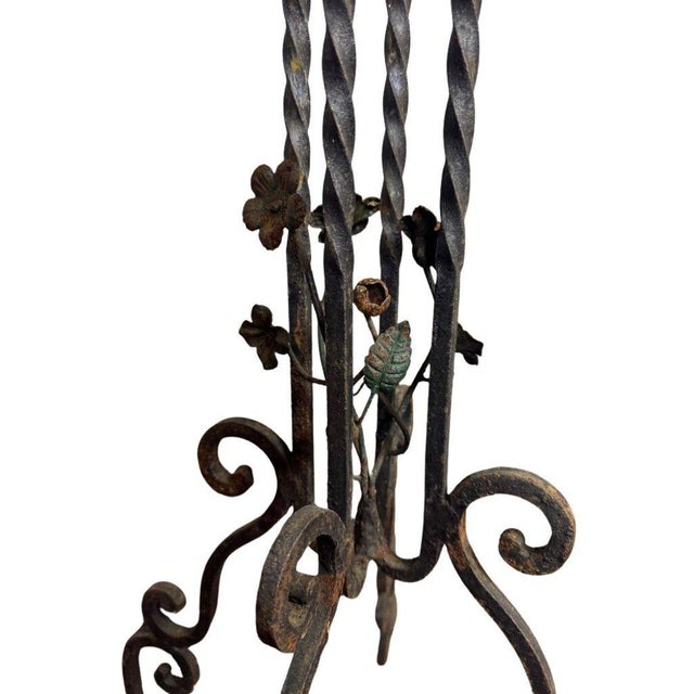Antique Wrought Iron Plant Stands With Pot - Set of 2 For Sale - Image 12 of 12