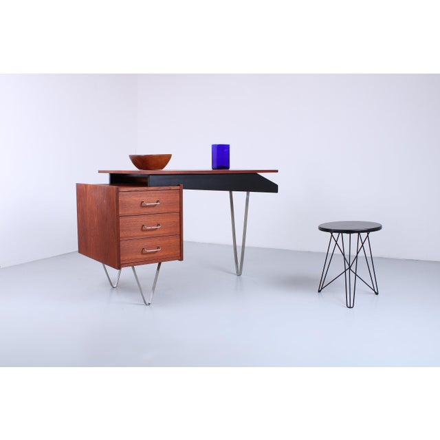 Black Floating Teak Hairpin Desk from Tijsseling Nijkerk, 1950s For Sale - Image 8 of 15
