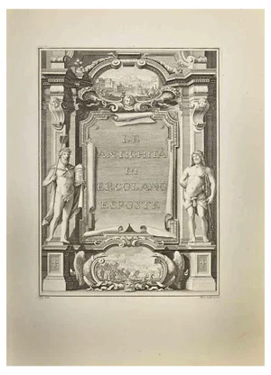 Francesco Lavega, Frontispiece of Antiquities of Herculaneum, Etching, 18th Century