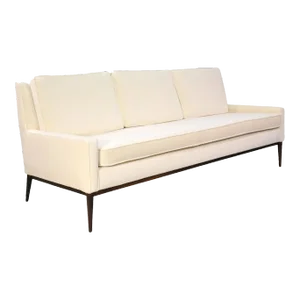 1950s Paul McCobb for Directional Off-White Velvet Wingback Sofa