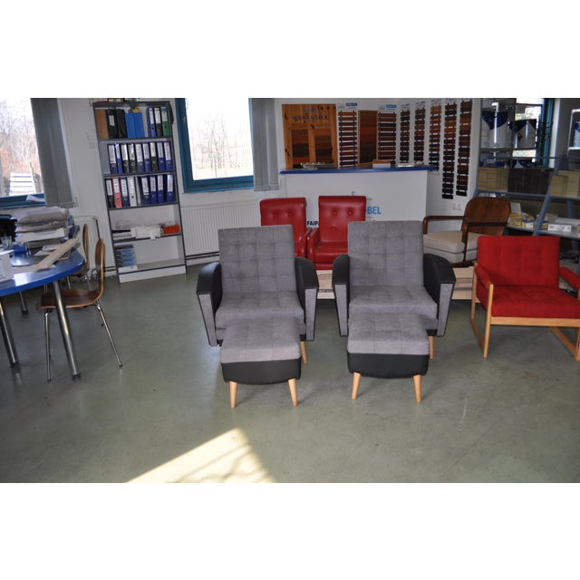 Textile Vintage Armchairs and Ottomans, 1960s, Set of 4 For Sale - Image 7 of 7