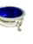 Antique Silver Plate and Cobalt Glass Salt Cellars With Lion Paw Feet - a Pair For Sale - Image 6 of 11
