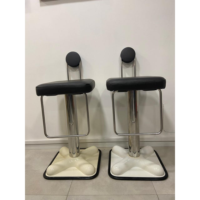 Authentic pair of Birillo bar stools by Joe Colombo for Zanotta, 1970s. The stools were awarded the gold medal at the 1972...