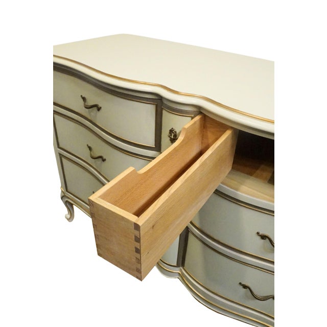 Drexel Furniture Touraine Collection Custom Cream Pained Country French Provincial 54" Double Dresser 200-120-1 For Sale - Image 10 of 15
