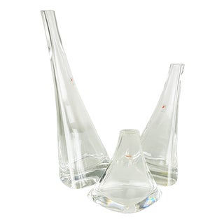 Crystal Vases by Angelo Mangiarotti for Cristalleria Colle, 1986, Set of 3 For Sale