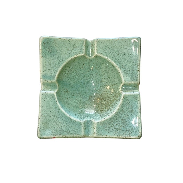 Ceramic Pair of Mid 20th Century Speckled Green Ceramic Ashtrays or Catchalls For Sale - Image 7 of 8