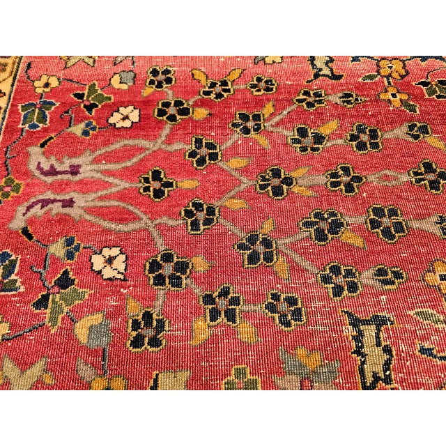 19th Century Indian Agra Rug, Wool Pile, Allover Floral Design, Square, 7' x 7' For Sale - Image 11 of 13