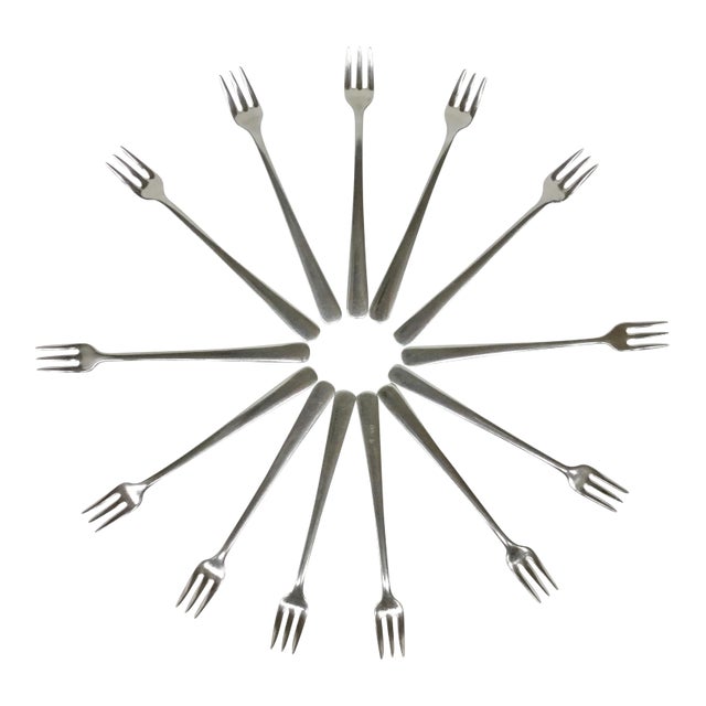 Vintage Stainless Steel Olive Forks- Set of 13 For Sale