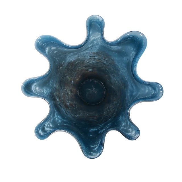 Ruffled Blue & Gold Small Vase For Sale In Chicago - Image 6 of 8