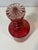 French Provincial 1950s French Cranberry Red Cut to Clear Glass Decanter Bottle With Stopper With Grape Detailing For Sale - Image 3 of 9