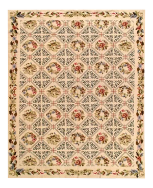 Beige Fine Hand Knotted Abusson Rug 7'6'' X 9'9''