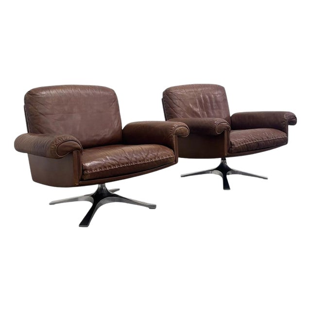 DS31 Lounge Chairs in Cognac Leather from de Sede, 1970s, Set of 2 For Sale