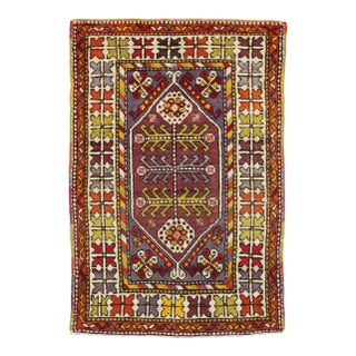 Colorful Vintage Turkish Oushak Rug - 03'00 X 04'05 For Sale