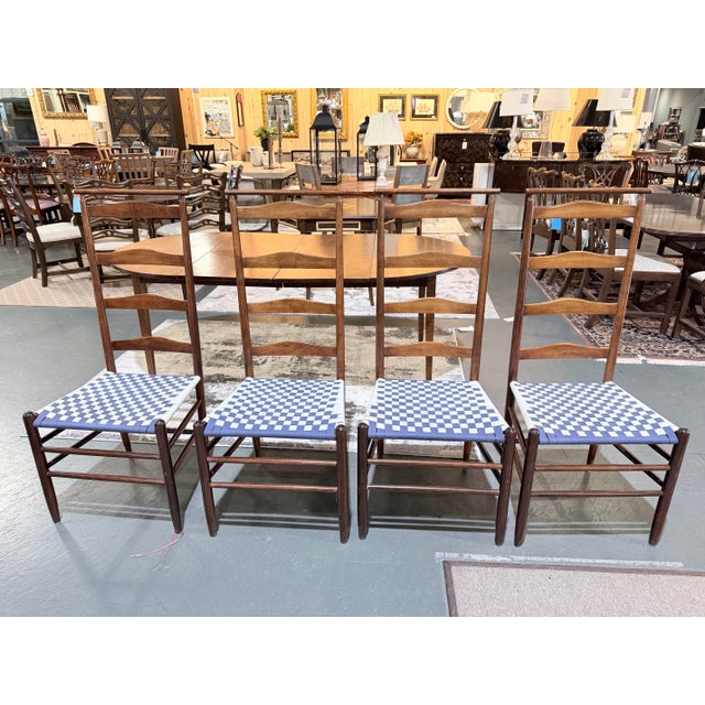 Vintage Asher Benjamin Tiger Maple Extension Dining Table Set For Sale - Image 9 of 11