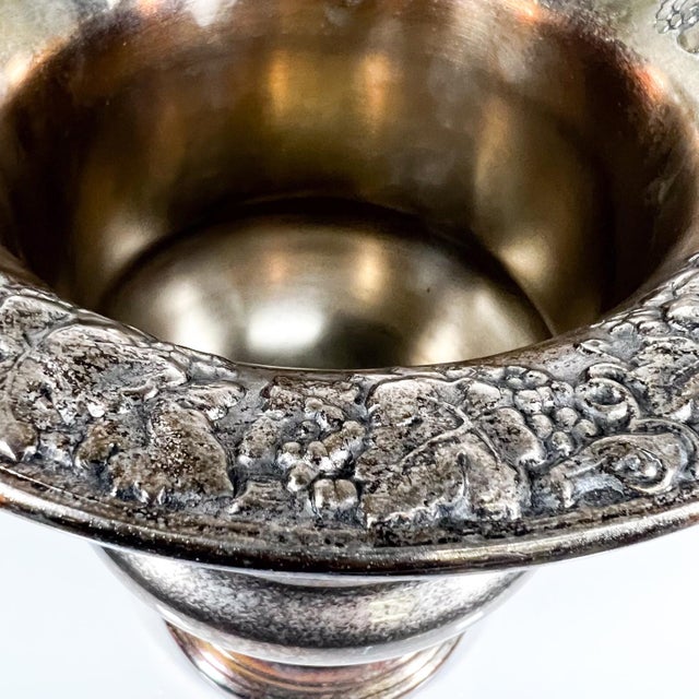 1960s Vintage Champagne Wine Bucket Repoussé Grape Silverplate For Sale - Image 4 of 12
