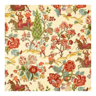 Schumacher Linen Fabric 'Persian Lancers' in Document Color 5.75 Yards For Sale