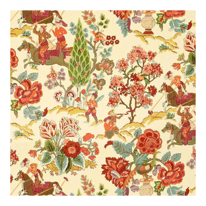 Schumacher Linen Fabric 'Persian Lancers' in Document Color 5.75 Yards