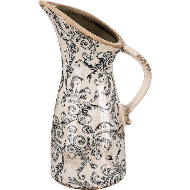 Rustic Vintage Rustic Ceramic Vase With Handle Centerpiece For Sale - Image 3 of 4