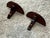 Vintage wood half-moon wall shelves. Walnut finish. Cottage Core.
