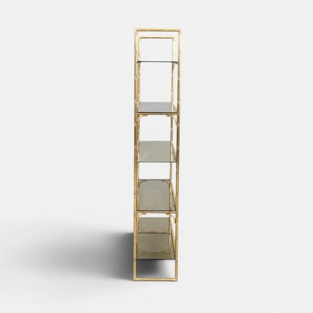 Mid-Century Modern Italian Shelving Display in Faux Bamboo Brass, 1970s For Sale - Image 3 of 13