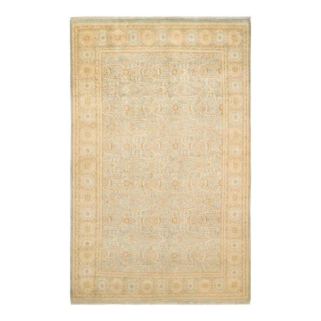 Mogul Collection Hand-Knotted Area Rug - Light Blue 6' 1" x 9' 3" For Sale - Image 4 of 4