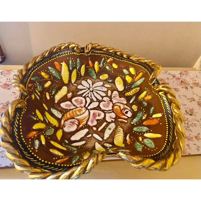 A glamorous 1960s Belgian ceramic centerpiece bowl by Hubert Béquet of Quaregnon, with all the drama and decorative appeal...