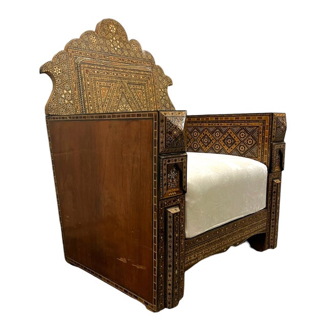 Traditional 19th Century Syrian Marquetry Armchair For Sale - Image 3 of 17