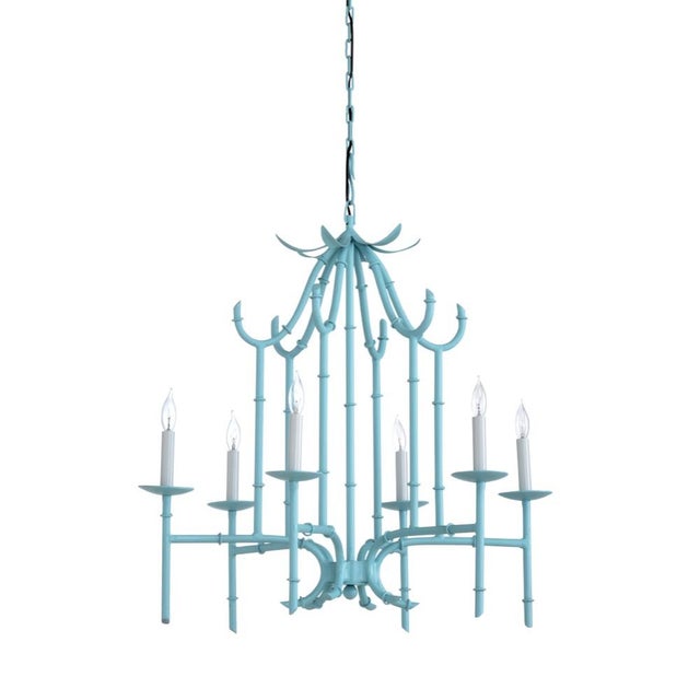 Contemporary Wildwood Bamboo Chandelier - Blue For Sale - Image 3 of 3