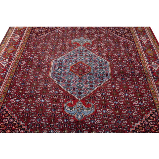 Antique Bidjar Handmade Burgundy Geometric Wool Rug For Sale - Image 4 of 13