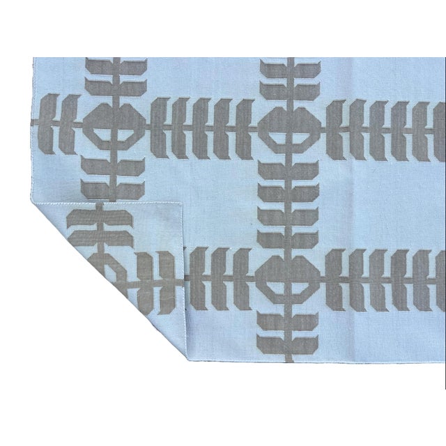 Casa Cosima Handmade Cotton Rug, Natural Vegetable Dyed Cream and Beige Leaf Rug - 9'x12' For Sale - Image 4 of 12