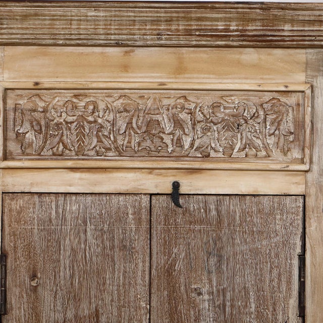 Indian Armoire Constructed From Antique Indian Teakwood Kerala Doors and Elements For Sale - Image 3 of 8