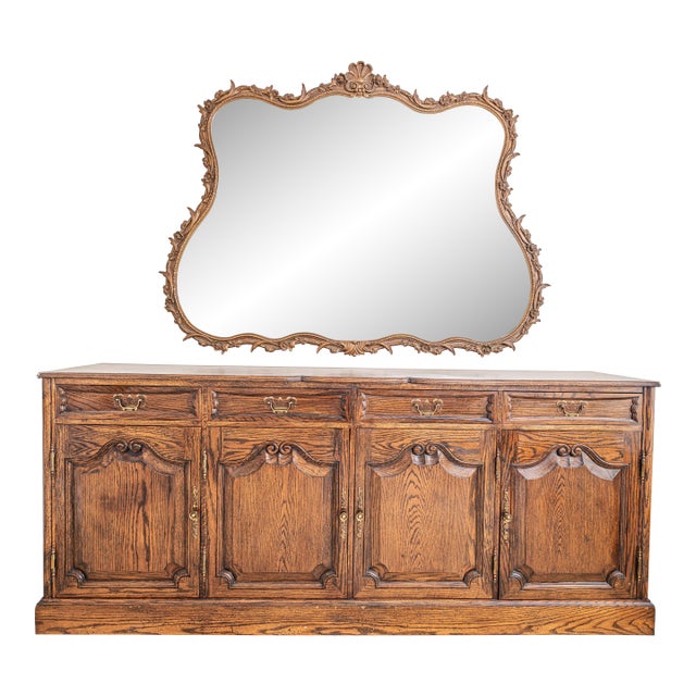 Large Ornate Gilt Carved Wall Mirror – French Rococo Style, Statement Piece For Sale