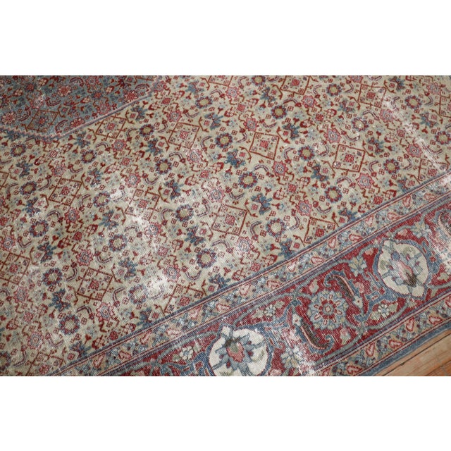 Beige Early 20th Century Worn Tabriz Room Size Rug - 9'6" x 13'6" For Sale - Image 8 of 11