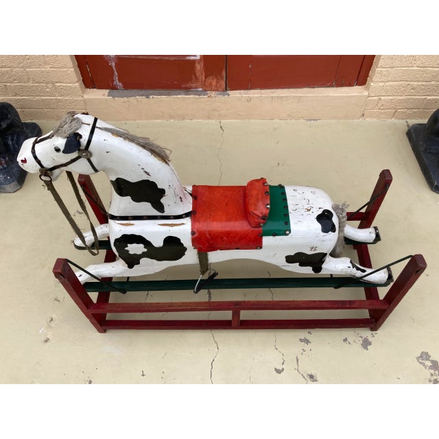 Carved Wood Rocking Horse Manner of Whitney Reed Corporation Leominster, Massachusetts Circa Late 1800s For Sale - Image 9 of 13