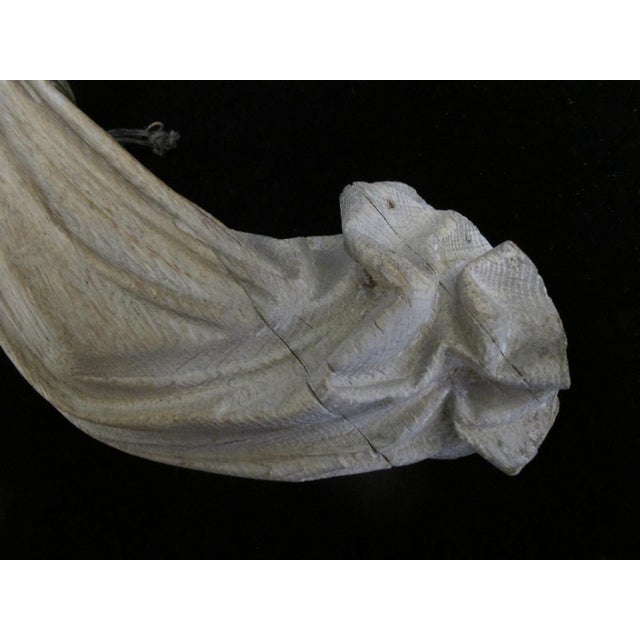 Antique Italian Large Carved Wood Angel Archangel Gabriel Sculpture Wall Hanging For Sale - Image 10 of 14