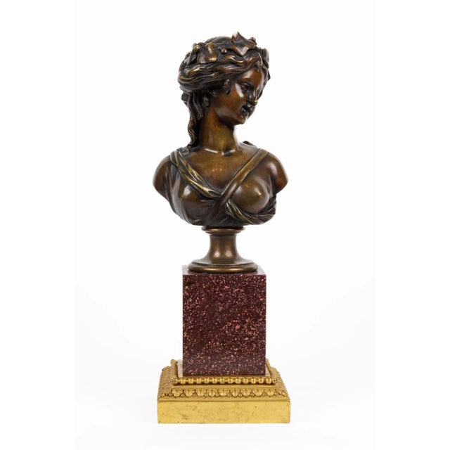 Pair of French Ormolu and Patinated Bronze Figural Busts on Porphyry Bases For Sale - Image 17 of 18