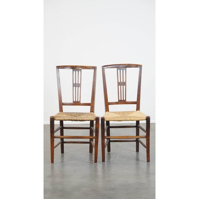 Antique English Dining Room Chairs with Wicker Seats, Set of 4 For Sale - Image 3 of 14