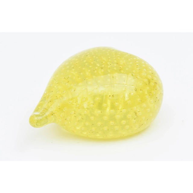 1950s Mid Century Modern Murano Yellow Bullecante Bubble Paperweight Italy, 1950's For Sale - Image 5 of 12