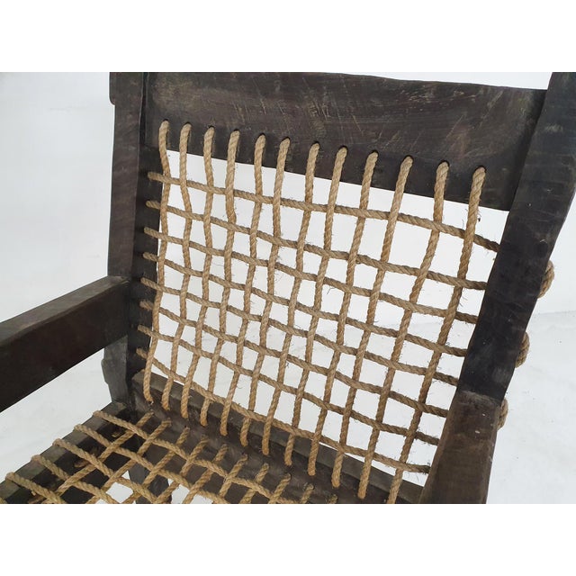 Wood Oak and Rope Lounge Chair, the Netherlands, 1960s For Sale - Image 7 of 12