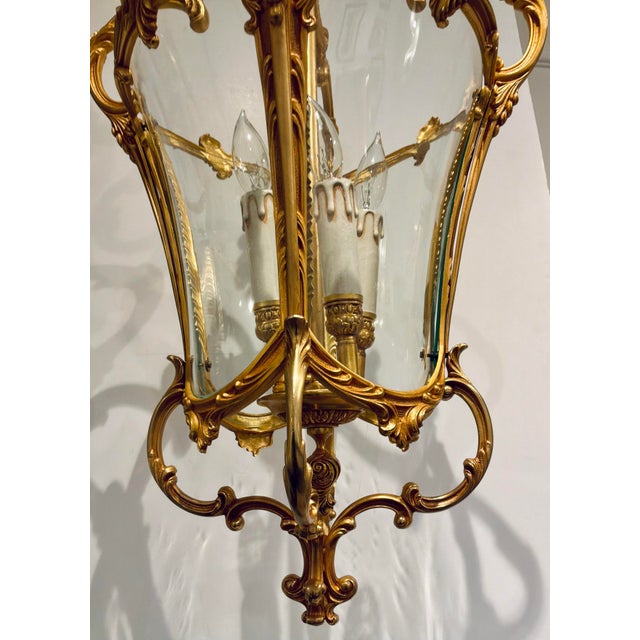 Original retail $6295, Neoclassical Myran Allan Luxury Lighting French Louis XV French Bronze Lantern, curved glass,...