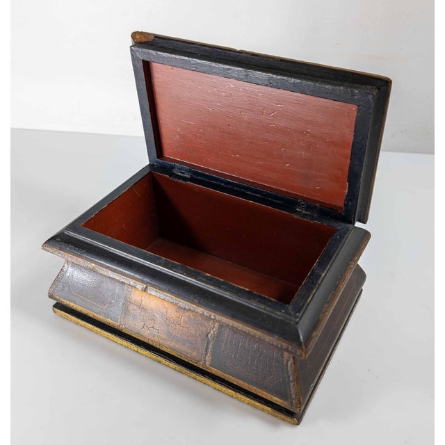 19th Century English Regency Egyptian Revival Sarcophagus Form Japanned Box For Sale - Image 12 of 16