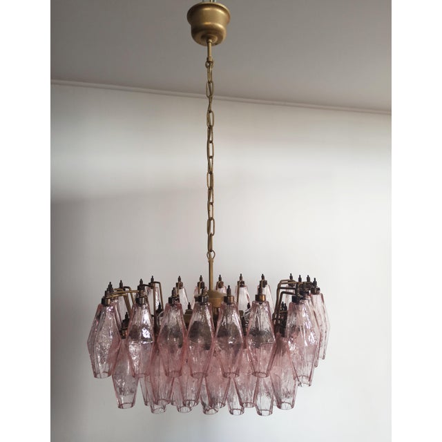Murano Poliedri Chandelier with Pink Glasses from Carlo Scarpa, 1990s For Sale - Image 6 of 18
