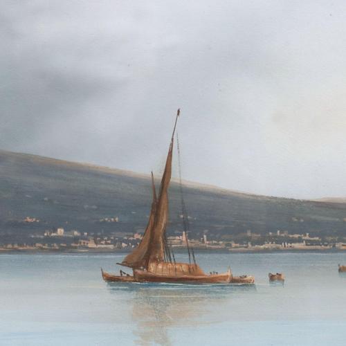 View from Vesuvius, Gouache on Cardboard, 20th Century, Framed For Sale - Image 5 of 10