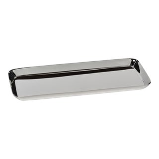 Perpignan Versatile Rectangular Polished Steel Tray, Medium, Nickel For Sale