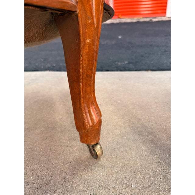 Pair of His/Hers Early 1900s Carved Wood Victorian Parlor Chairs For Sale - Image 11 of 17