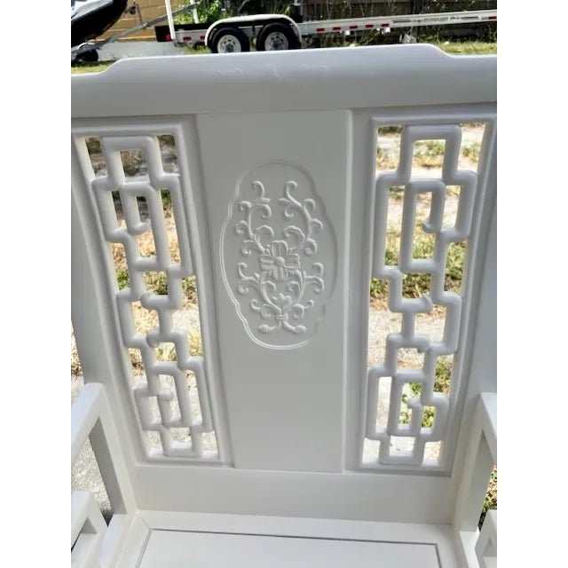 Chinoiserie Arm Chair #1 in Fresh Ivory Lacquered Finish For Sale - Image 9 of 11