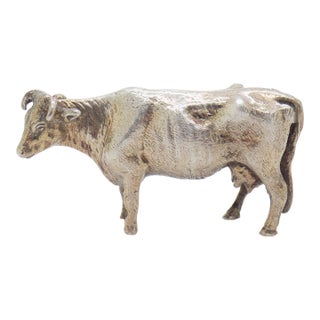Vintage Italian Handmade Genuine Silver Large Cow Figurine Sculpture For Sale