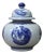Chinese Oriental Blue Off White Porcelain Phoenix Dragon Container Urn For Sale
