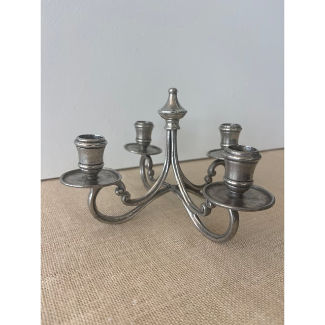 Vintage La Bottega Del Peltro Classical Italian Pewter 4-Arm Candelabra For Sale In San Diego - Image 6 of 12