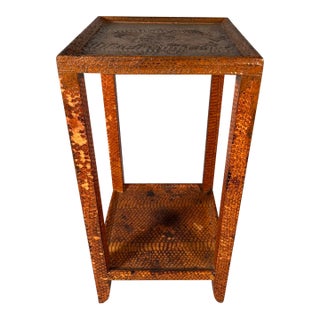 1970s Snakeskin Two-Tier Side Table, Attributed to Karl Springer For Sale